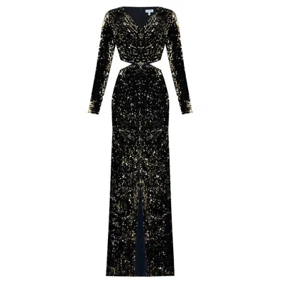 Copurs Women's Black / Gold Lucy Velvet Sequin Dress In Black/gold