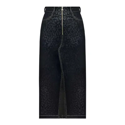 Copurs Women's Black Tessa Leopard Print Skirt