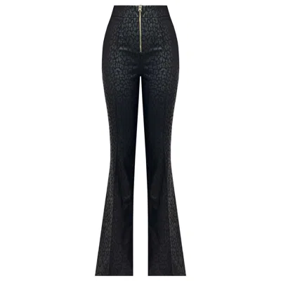 Copurs Women's Black Tina Leopard Print Trousers