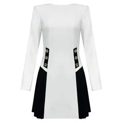 Copurs Women's Black / White Carina White And Black Crepe Dress In Black/white