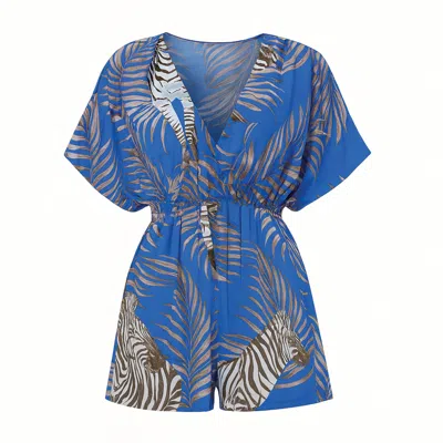Copurs Women's Blue Gail Jumpsuit Zebra - Indigo