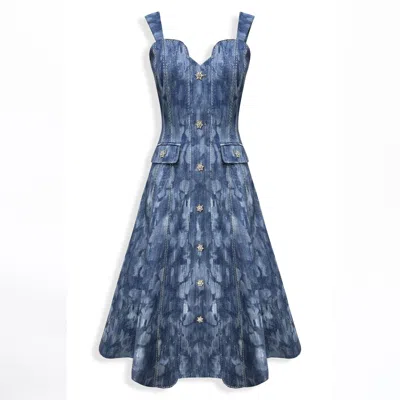 Copurs Women's Blue Serena Midi Dress - İndigo