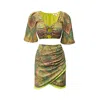 Copurs Women's Jenna Top & Serena Skirt Set - Patterned In Yellow