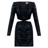 Copurs Women's Marina Velvet Sequin Dress - Black In Black