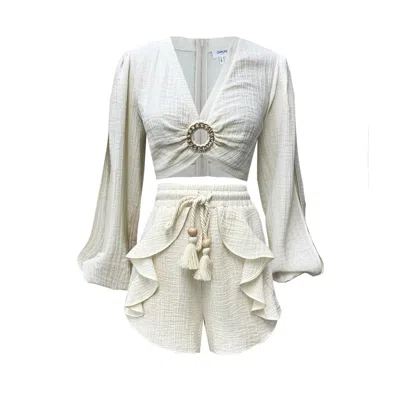 Copurs Women's Neutrals Darya Top & Marina Short Set In Yellow
