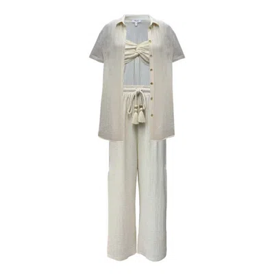 Copurs Women's Neutrals Gia Shirt & Alya Top & Darina Trousers Set