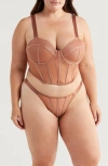 Coquette Bustier & Thong Set In Bronze