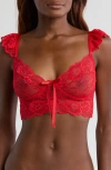 Coquette Lace Longline Bralette In Red