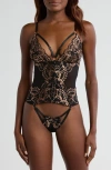 Coquette Strappy Underwire Lace Teddy In Black