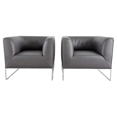 Pre-owned Cor 2x Original  Mell Sessel Leder Grau Anthrazit Design Lounge In Gray