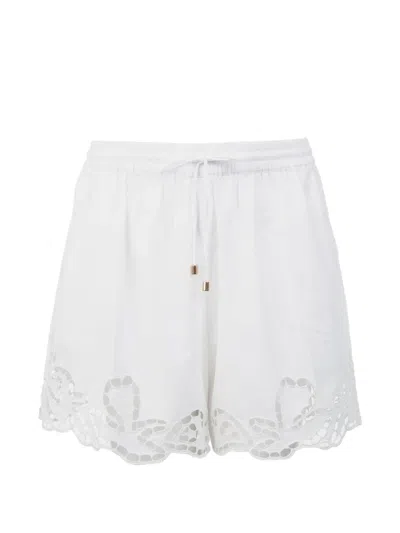Cor Ciele Eyelet-embroidered Shorts In White