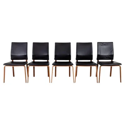 Pre-owned Cor Original 5er Set  Fino Stuhl Leder Braun Nussbaum Design In Brown