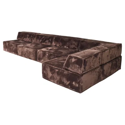 Pre-owned Cor Trio Sectional Sofa In Chocolate Brown Velvet 1972 New Upholstery