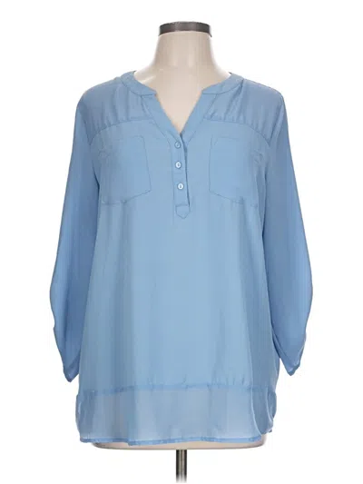 Pre-owned Coral Bay 3/4 Sleeve Blouse In Blue