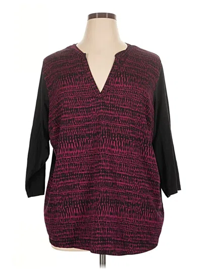 Pre-owned Coral Bay 3/4 Sleeve Blouse In Burgundy