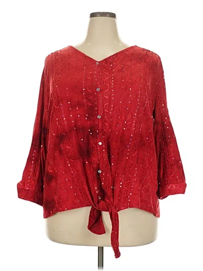 Pre-owned Coral Bay 3/4 Sleeve Blouse In Red