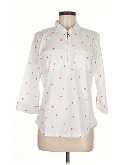 Pre-owned Coral Bay 3/4 Sleeve Blouse In White