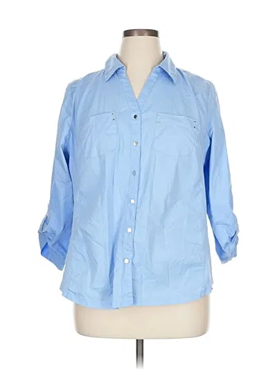 Pre-owned Coral Bay 3/4 Sleeve Button Down Shirt In Blue