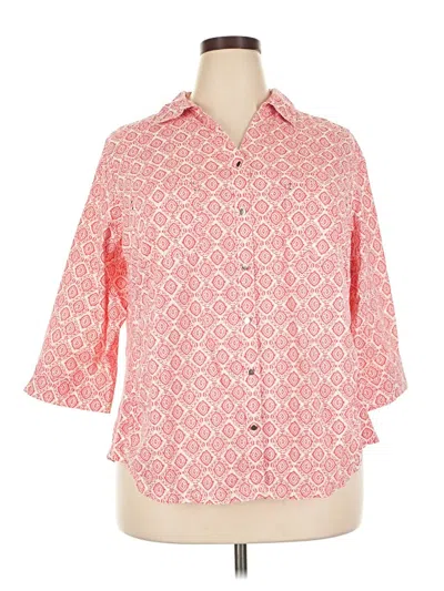 Pre-owned Coral Bay 3/4 Sleeve Button Down Shirt In Pink