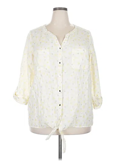 Pre-owned Coral Bay 3/4 Sleeve Button Down Shirt In Yellow