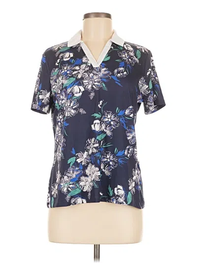 Pre-owned Coral Bay Short Sleeve Blouse In Blue