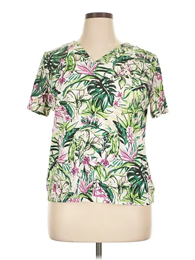 Pre-owned Coral Bay Short Sleeve Blouse In White