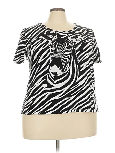 Pre-owned Coral Bay Short Sleeve Top Ivory Keyhole Neckline Tops In White