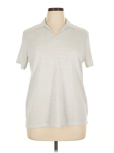 Pre-owned Coral Bay Short Sleeve Top Silver Collared Neckline Tops