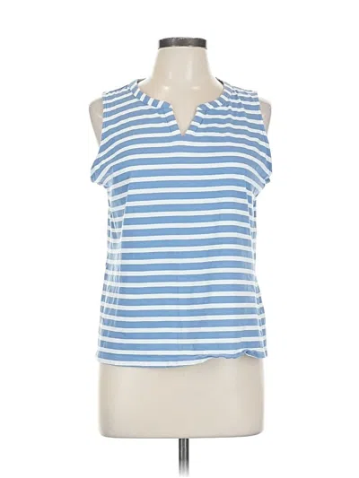 Pre-owned Coral Bay Sleeveless Top Blue Keyhole Neckline Tops