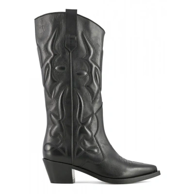 Coral Blue Black Leather Boot