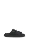 Coral Blue Black Leather Sandals