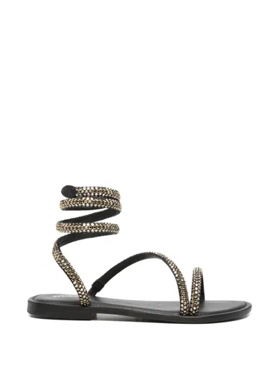Coral Blue Crystal-embellished Wrap-around Sandals In Multi