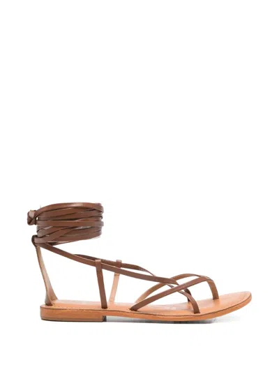Coral Blue Lace-up Sandals In Brown