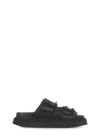 Coral Blue Black Leather Sandals
