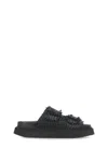 Coral Blue Black Leather Sandals