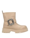Coral Blue Woman Ankle Boots Beige Size 10 Soft Leather
