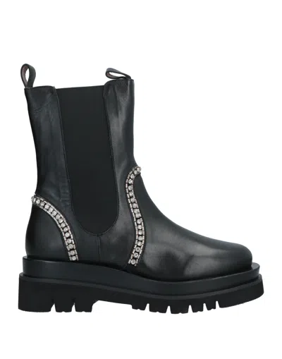 Coral Blue Ankle Boots In Black