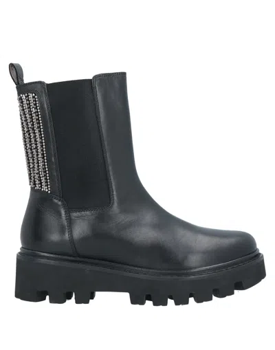 Coral Blue Ankle Boots In Black
