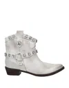Coral Blue Ankle Boots In White
