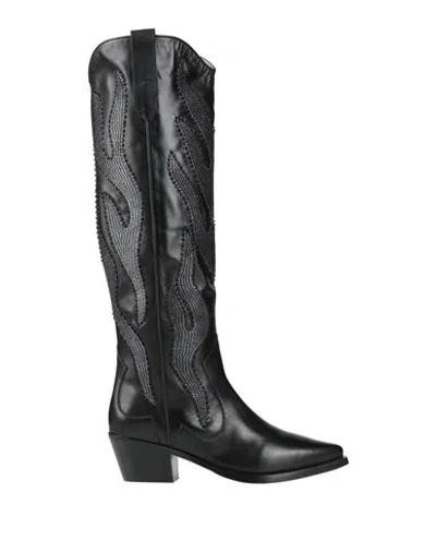 Coral Blue Woman Boot Black Size 6 Leather