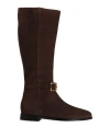 Coral Blue Woman Knee Boots Brown Size 11 Soft Leather In Brown