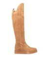 Coral Blue Woman Boot Camel Size 8 Leather In Neutral