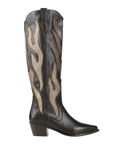 Coral Blue Woman Boot Dark Brown Size 10 Leather