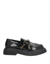 Coral Blue Woman Loafers Black Size 8 Textile Fibers In Black