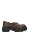 Coral Blue Woman Loafers Brown Size 11 Soft Leather In Brown