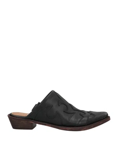 Coral Blue Woman Mules & Clogs Black Size 6 Soft Leather In Black