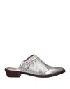 Coral Blue Woman Mules & Clogs Silver Size 7 Soft Leather