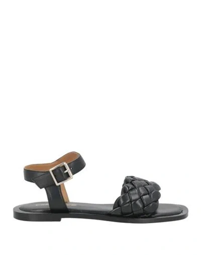 Coral Blue Woman Sandals Black Size 8 Leather