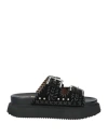 Coral Blue Woman Sandals Black Size 8 Leather