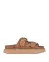Coral Blue Woman Sandals Brown Size 8 Leather In Brown